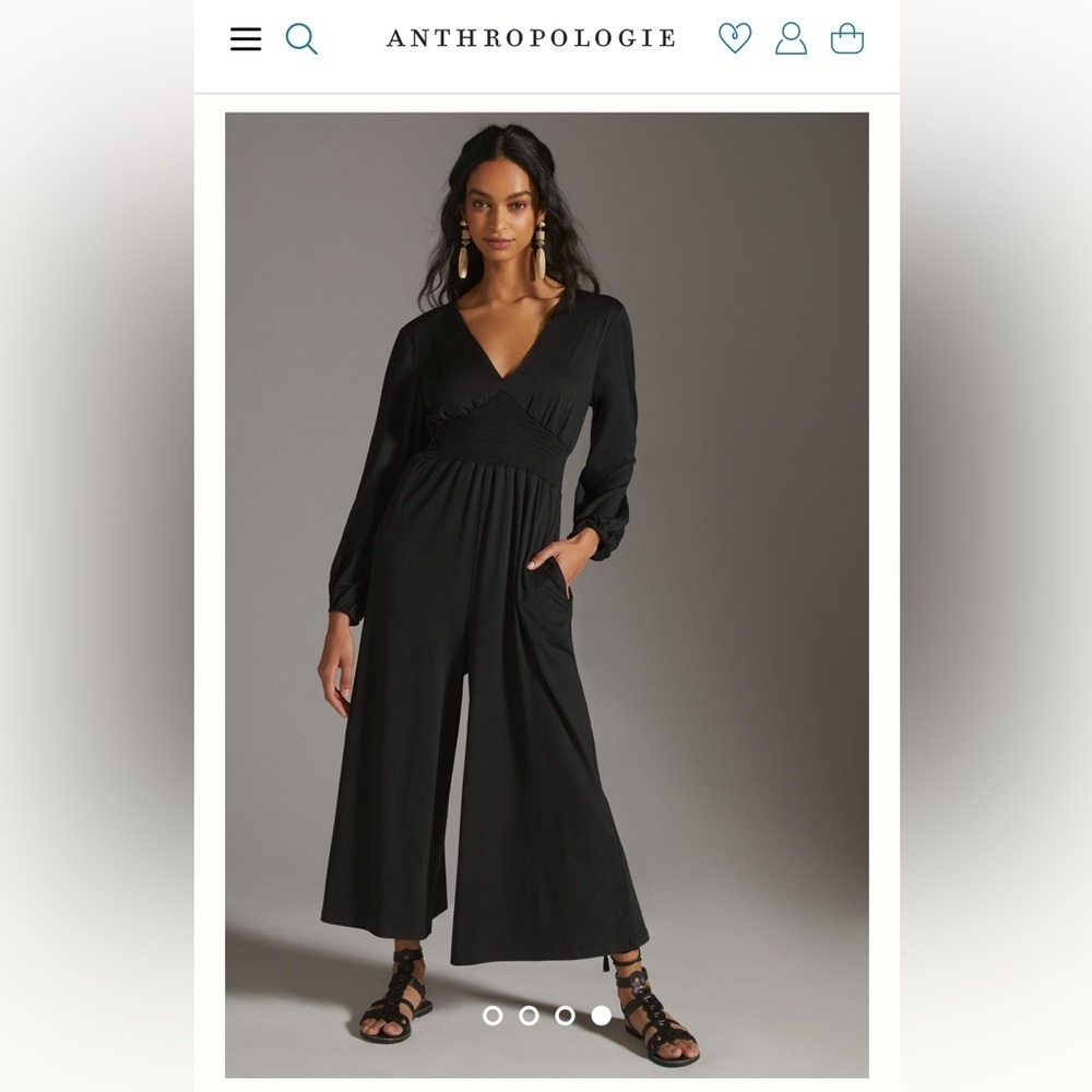 ANTHROPOLOGIE | BNWT Hutch Wide-Leg V-Neck Jumpsuit Black Soft Jersey Knit XL